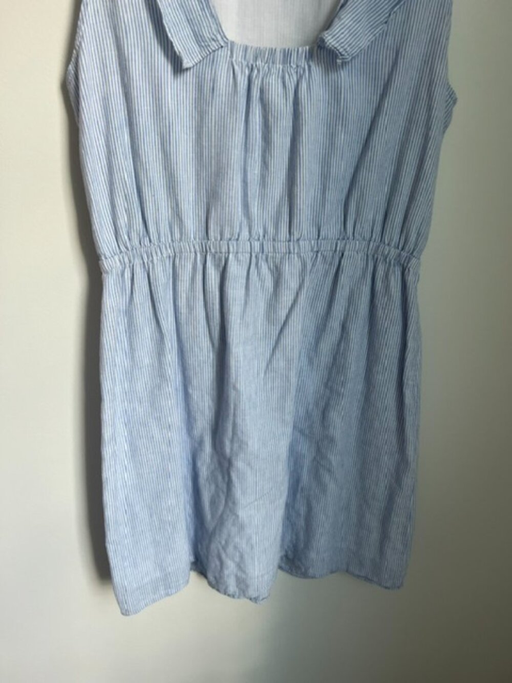 JCREW | Light Blue & White Striped Cotton Linen Sleeveless Mini Dress Size 8 - Picture 8 of 16
